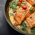 Sahnelachs mit Spinat