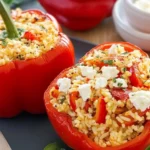 gefüllte paprika mit reis und feta