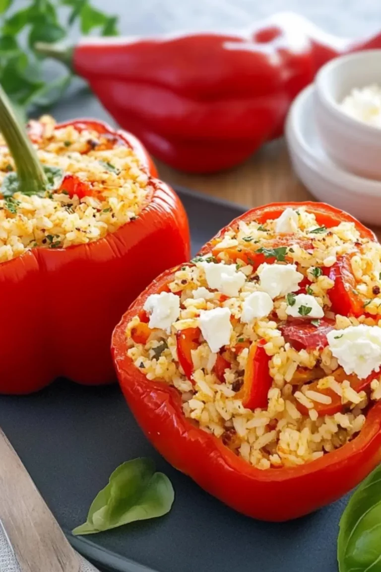 gefüllte paprika mit reis und feta
