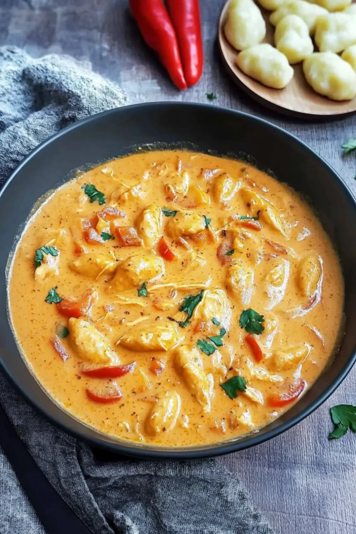 paprika sahne hähnchen mit gnocchi