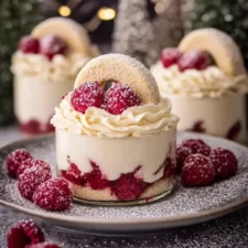 Vanillekipferl Dessert mit Himbeeren