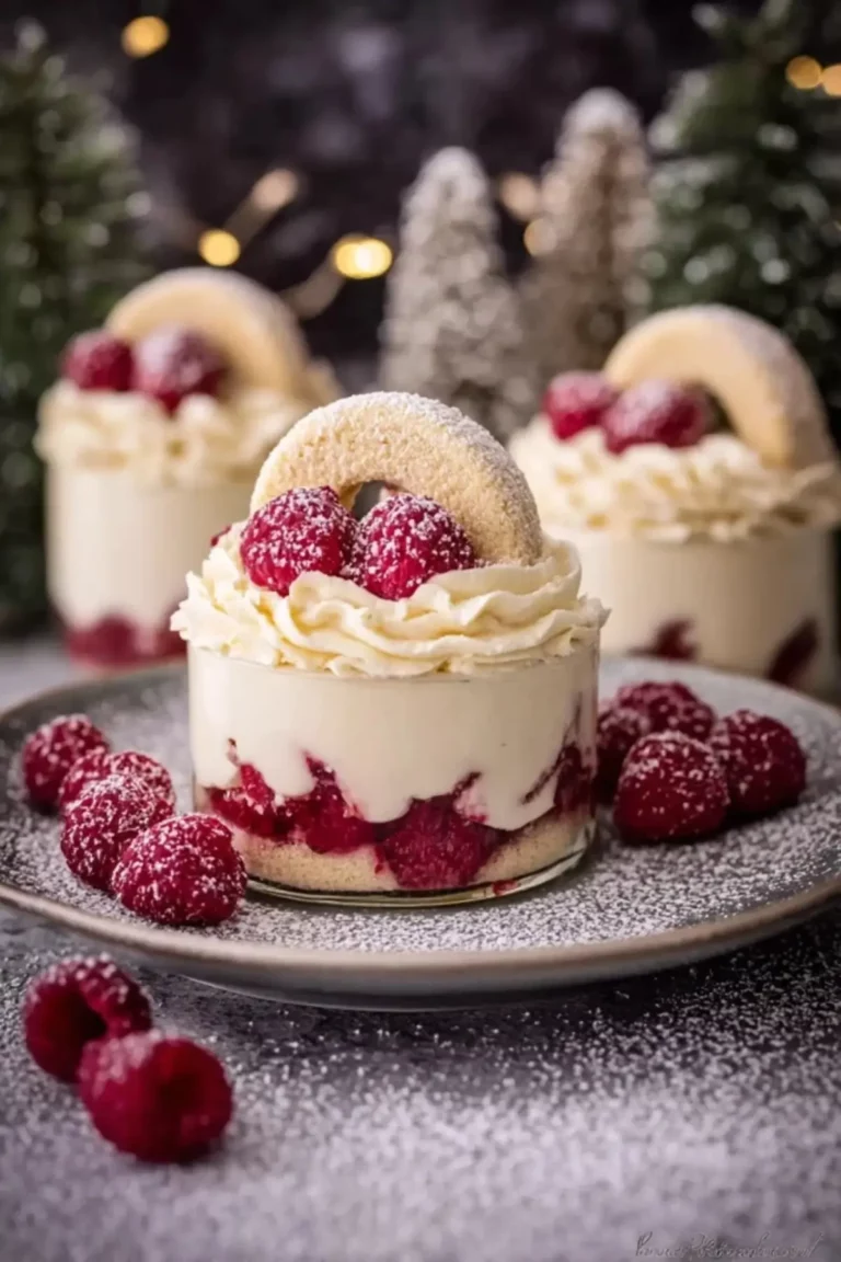 vanillekipferl dessert mit himbeeren