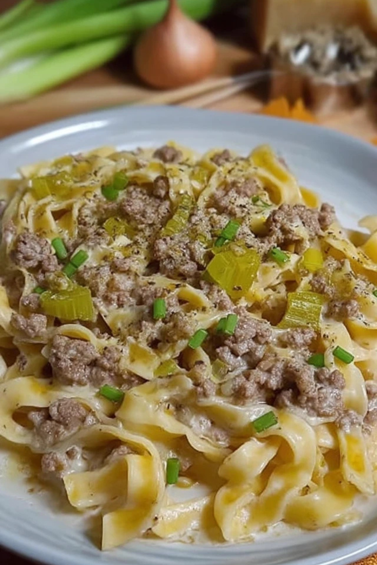 käse lauch pasta mit hackfleisch