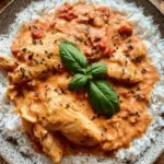 Hähnchen mit Reis und Tomatensoße