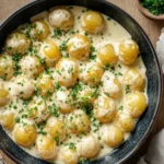 Kartoffeln in Knoblauch-Sahnesauce