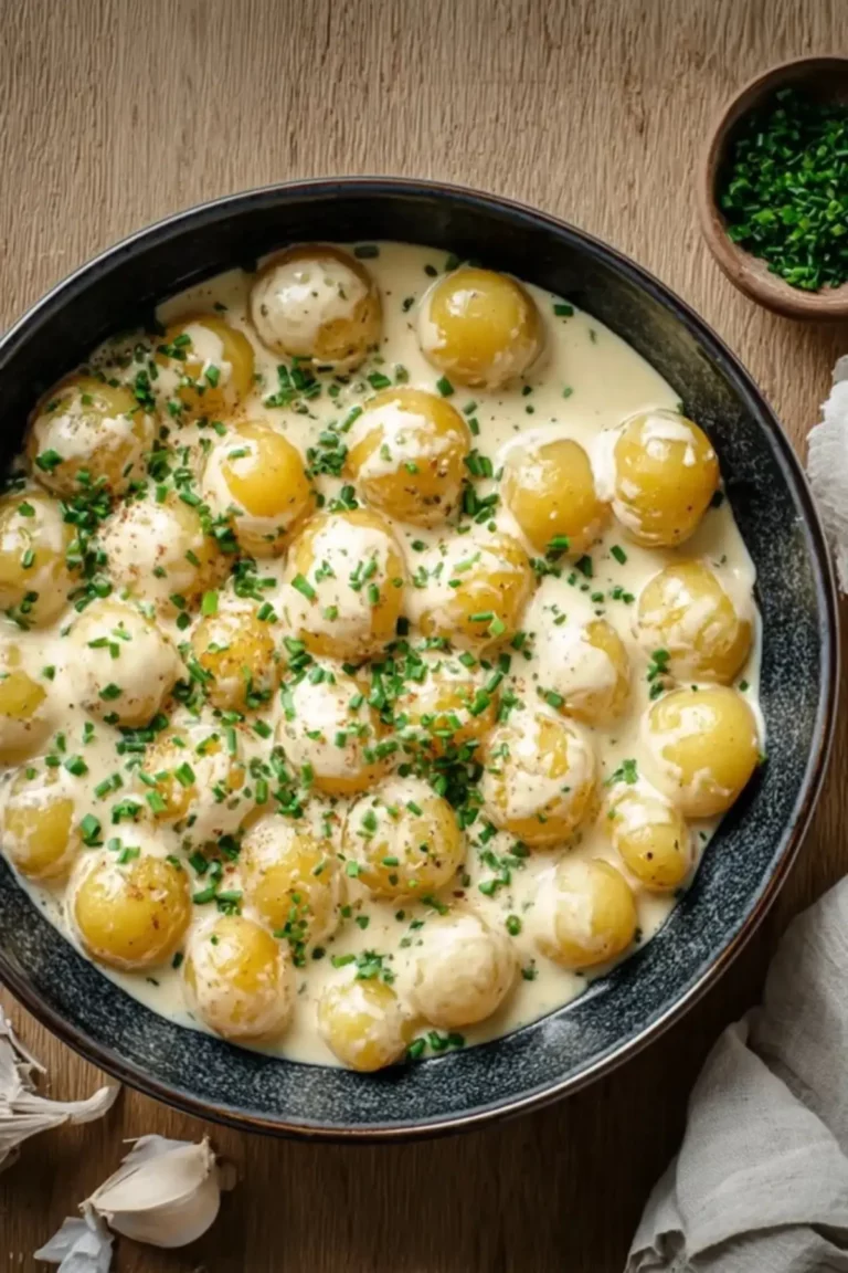 Kartoffeln in Knoblauch-Sahnesauce