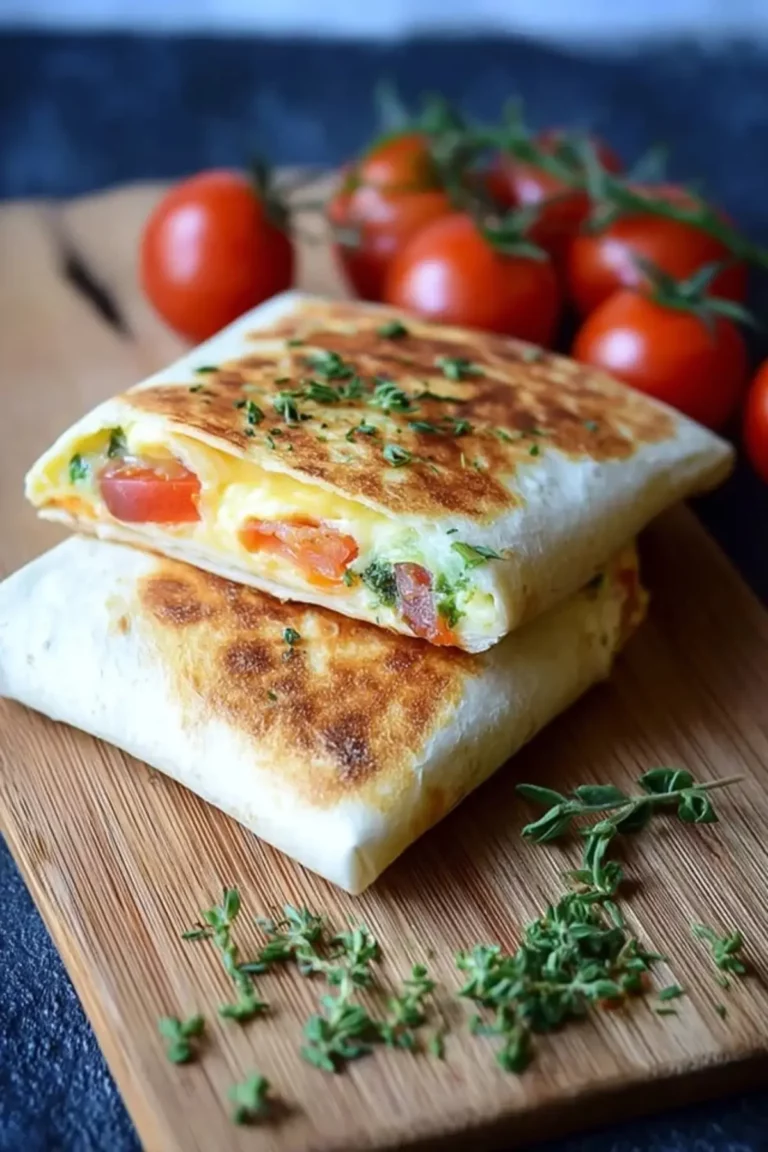 Frühstückswrap mit Ei, Käse und Tomaten