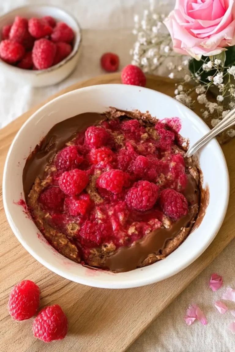 Vegane Baked Oats mit Himbeeren
