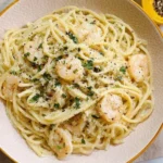spaghetti alfredo mit garnelen