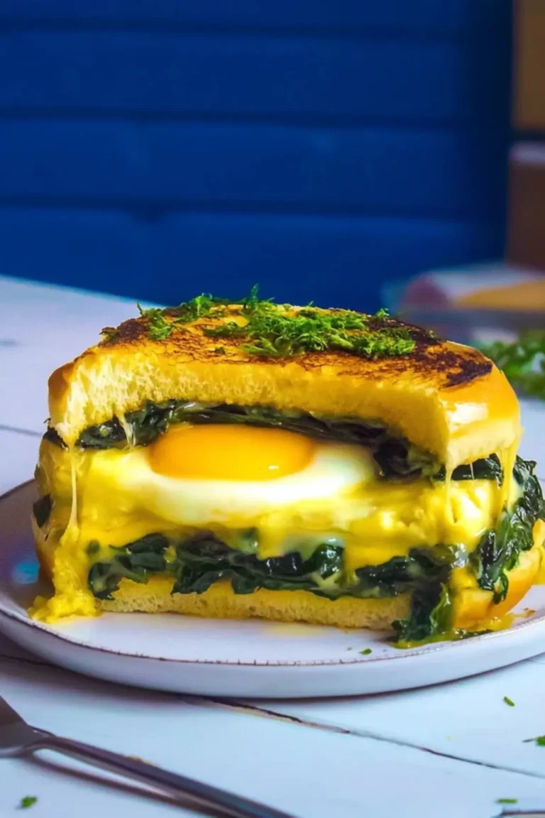 Frühstückssandwich mit Ei und Spinat