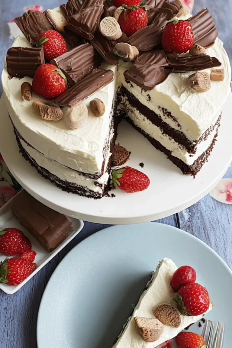 kinder schokolade torte mit erdbeeren