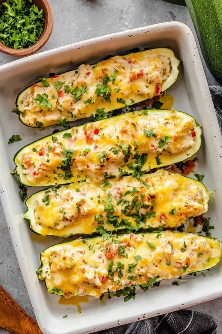 zucchini boote mit hähnchen