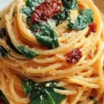 spaghetti mit spinat und tomatencreme