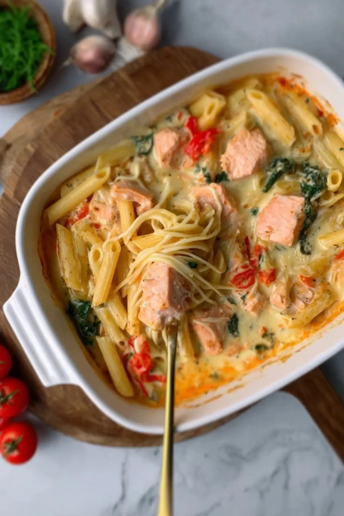 pasta mit lachs aus dem ofen