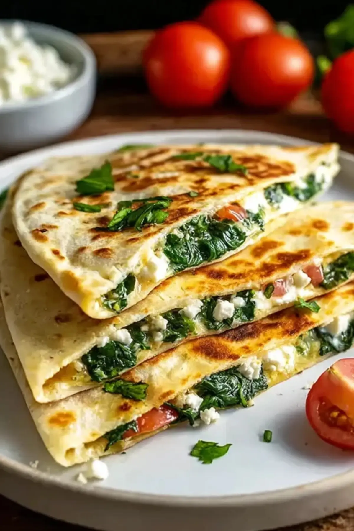 spinat feta quesadillas
