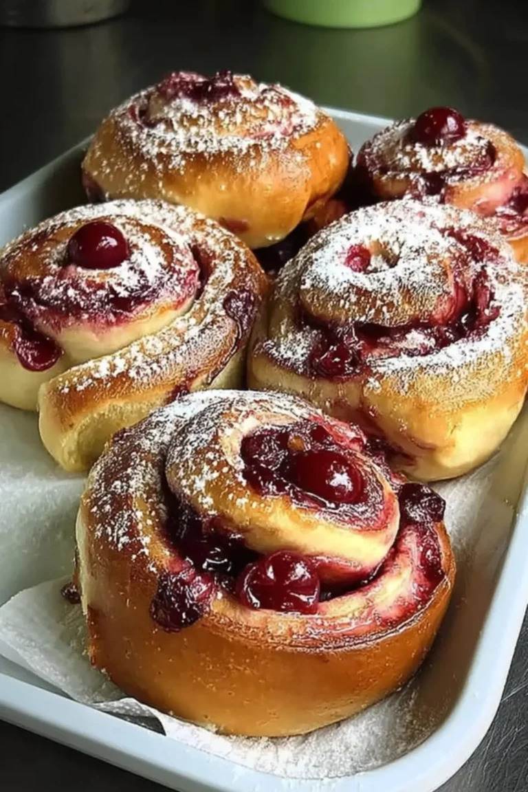 Saftige Puddingschnecken mit Kirschen