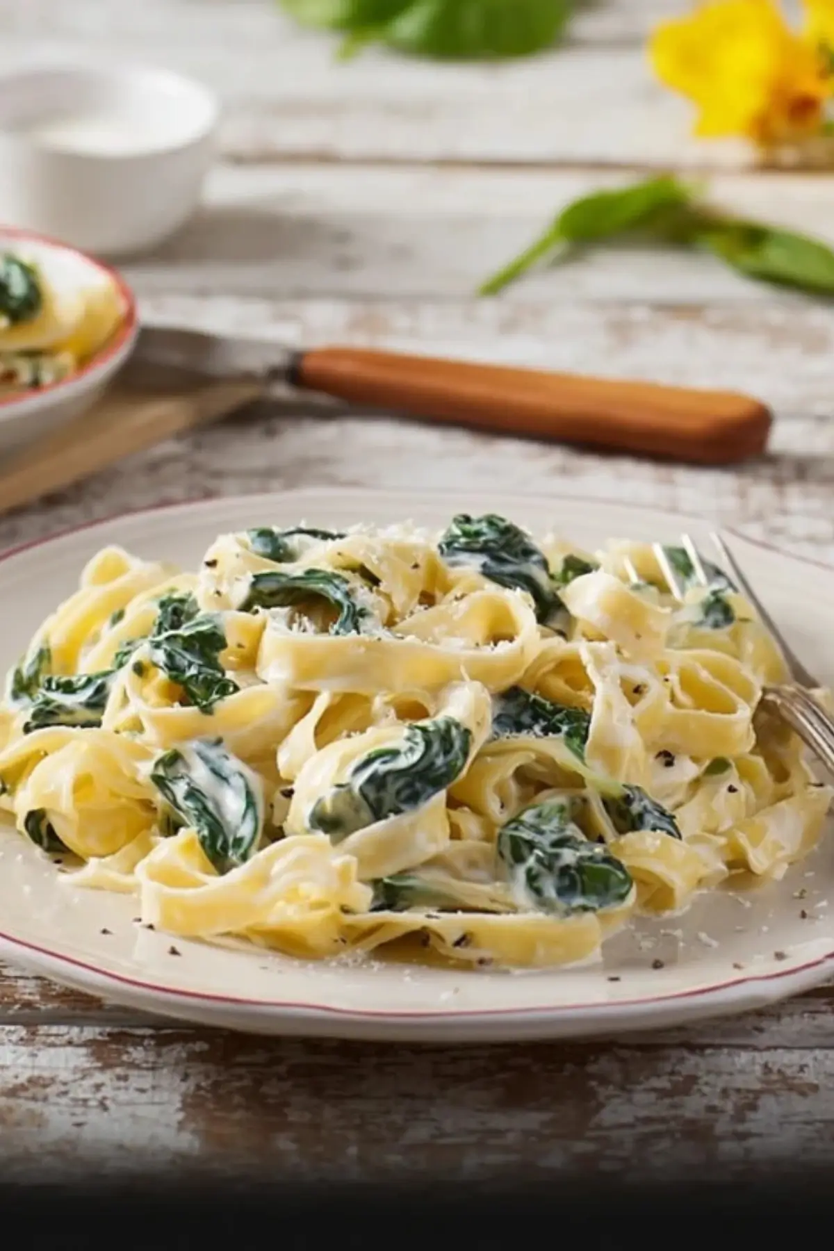 Tagliatelle mit Spinat-Frischkäse-Sauce