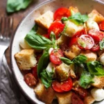 Brotsalat mit Tomaten und Mozzarella