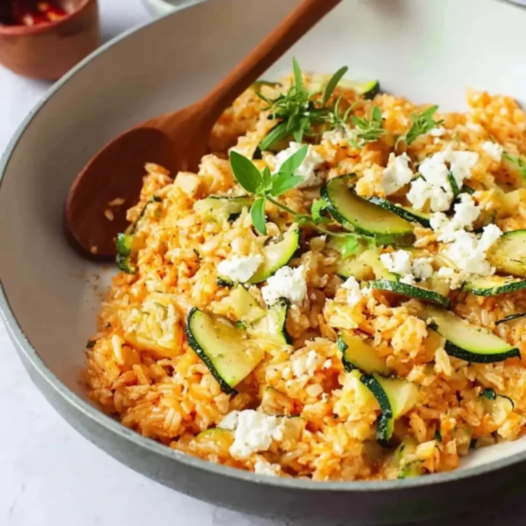 Zucchini Reis Pfanne mit Feta