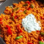 vegetarische reispfanne mit paprika