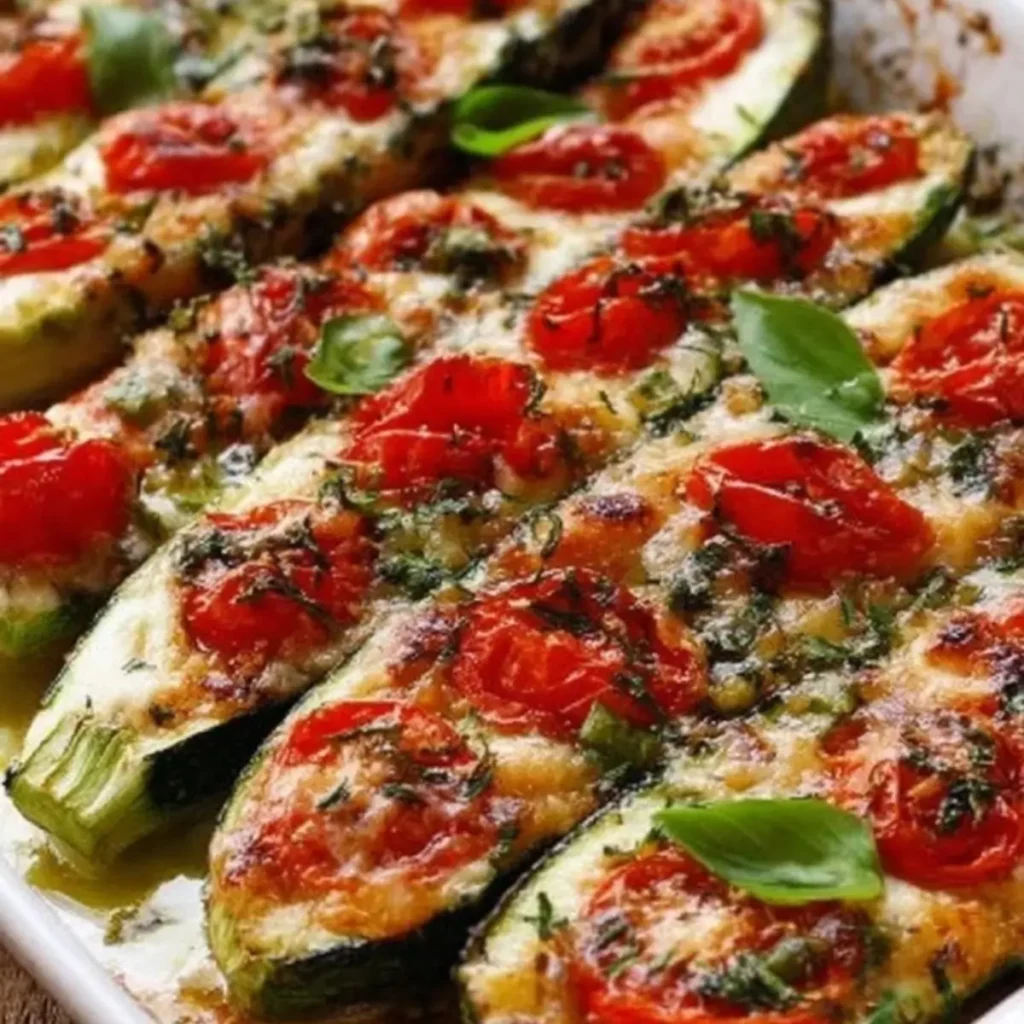 gefüllte zucchini mit mozzarella und tomaten