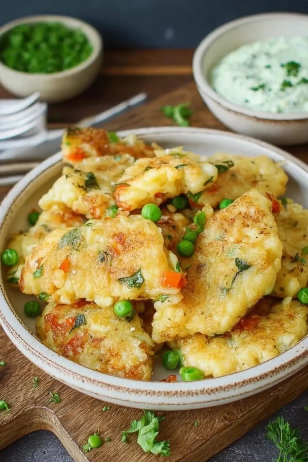 gemüseschmarrn mit kräuterdip