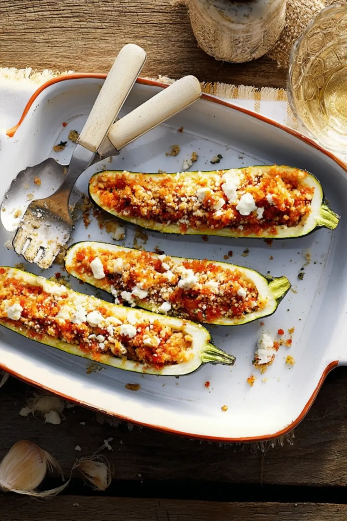 Mit Couscous gefüllte Zucchini