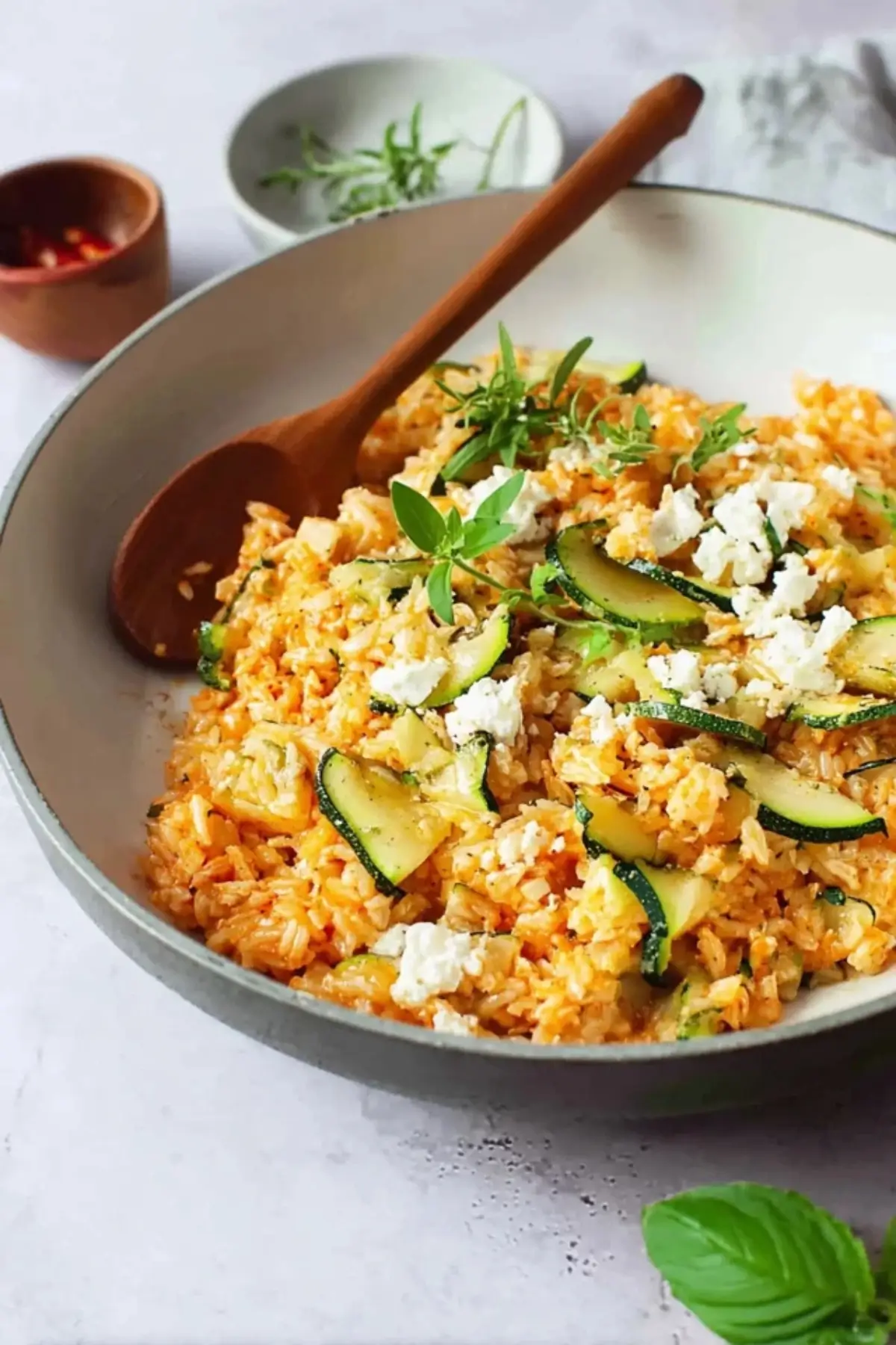 Zucchini Reis Pfanne mit Feta