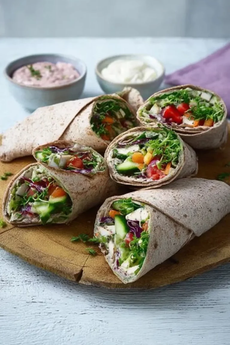 Vegetarische Wraps mit Gemüse und Feta