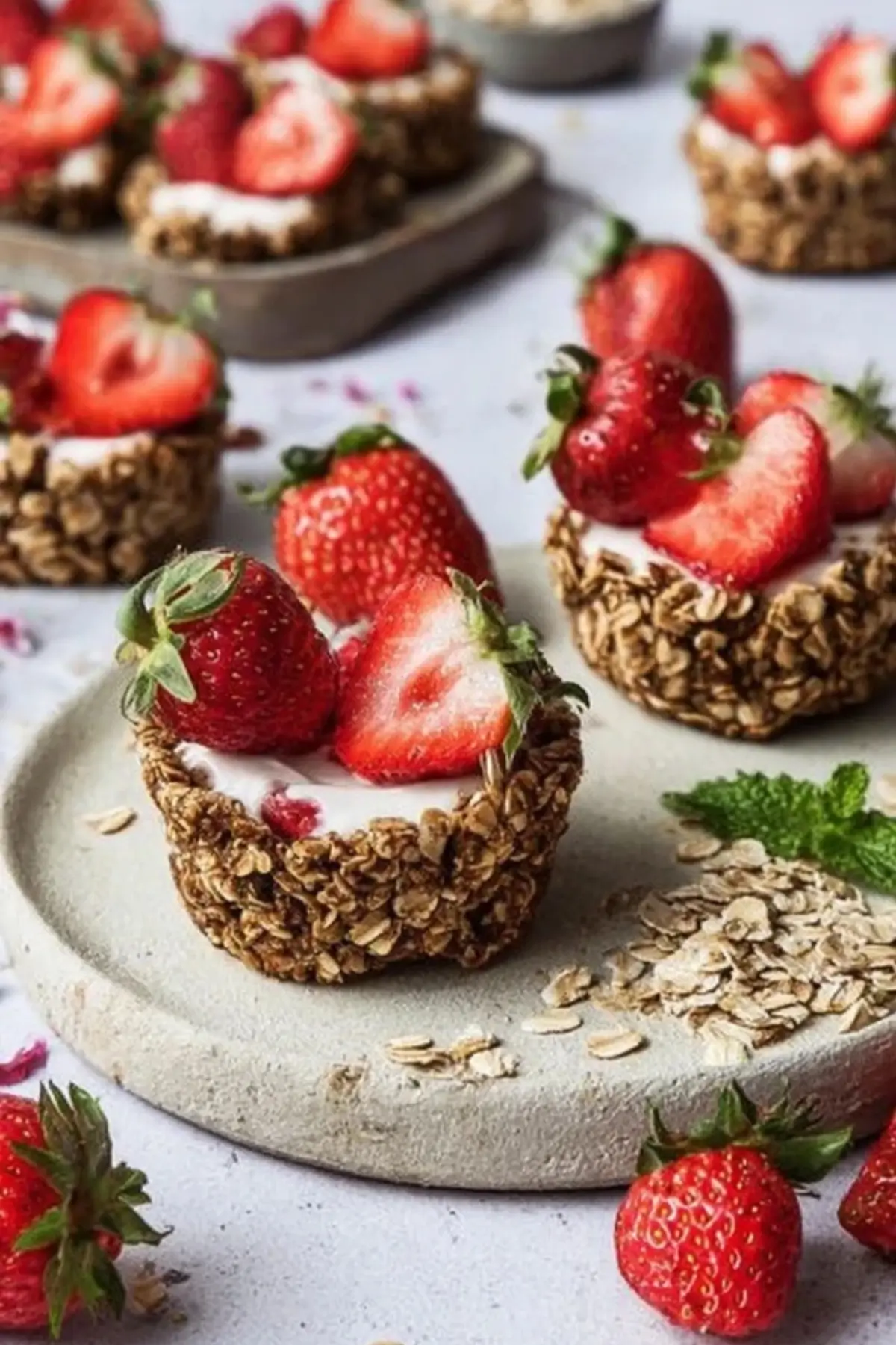 Granola Cup mit Haferflocken und Erdbeeren