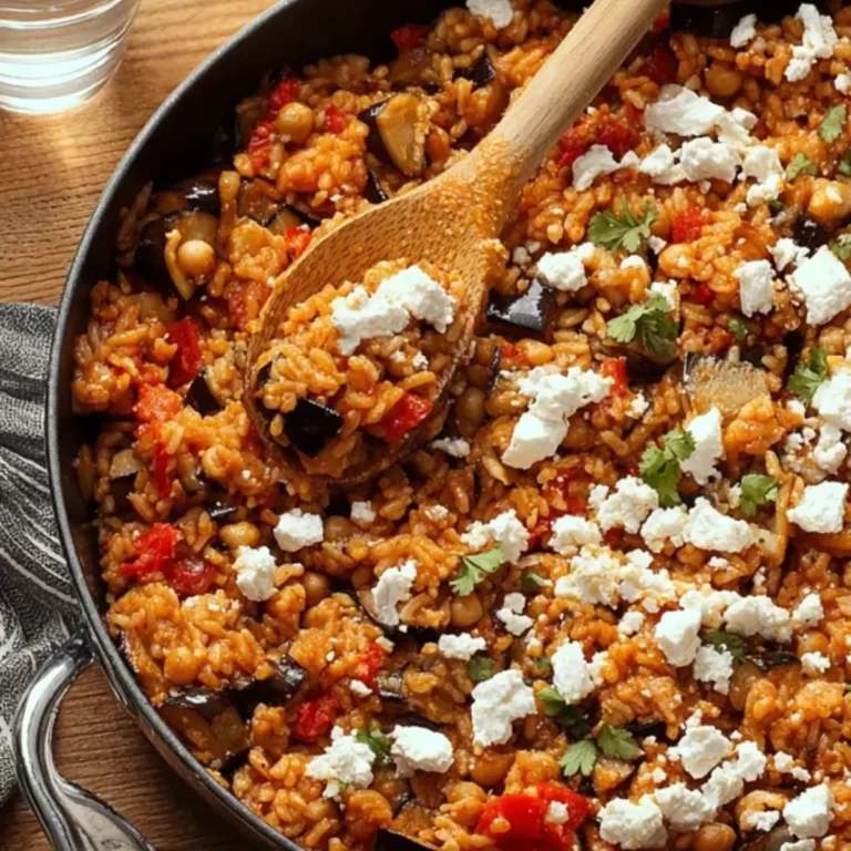 Auberginen-Reispfanne mit Feta