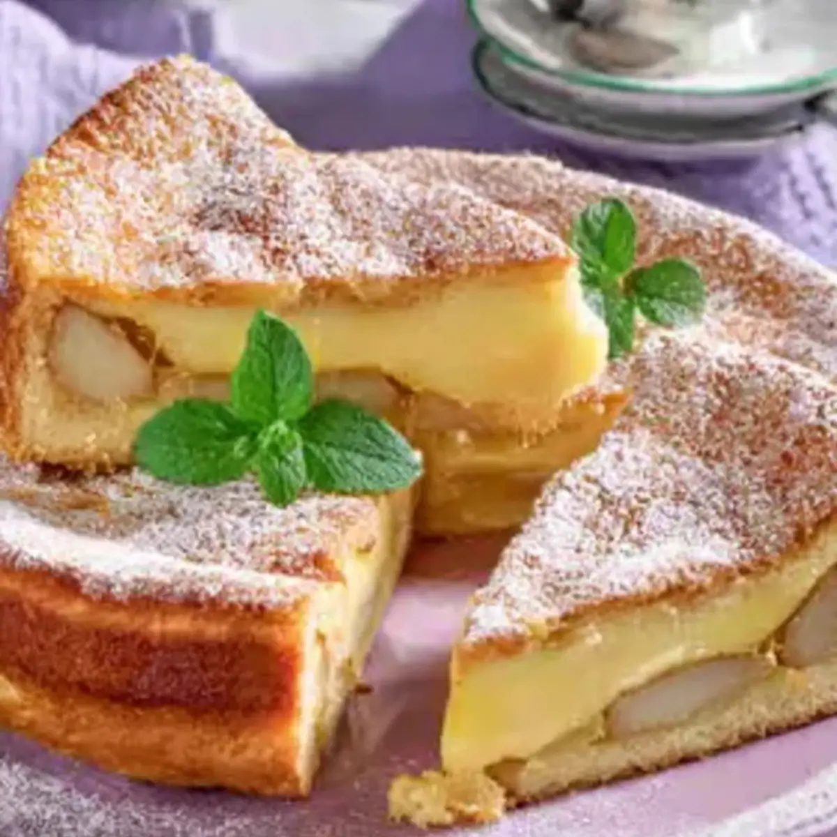 Birnenkuchen mit Pudding