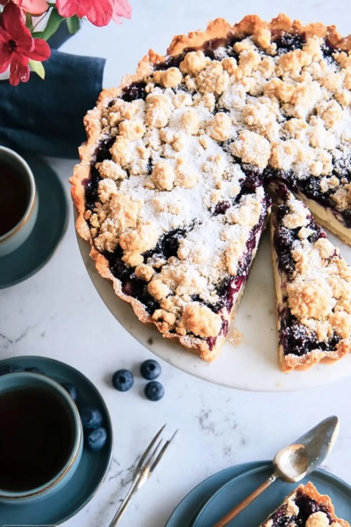 Blaubeer-Streuselkuchen mit Puddingcreme