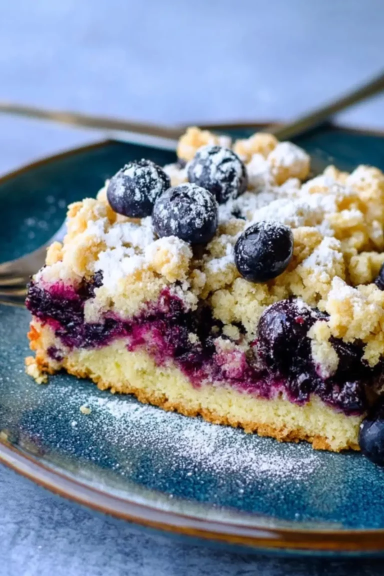 Blaubeerkuchen mit Haferflocken-Streusel.