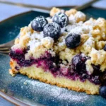 Blaubeerkuchen mit Haferflocken-Streusel.