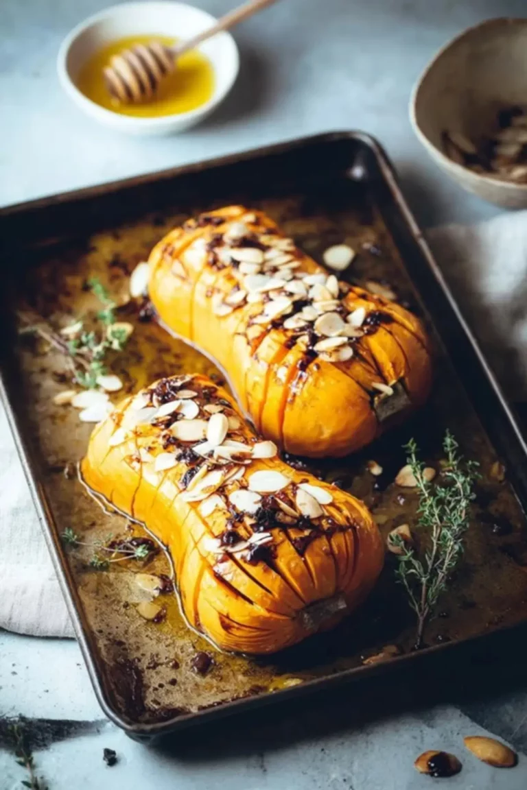 Butternut Kürbis mit Honig und Mandeln
