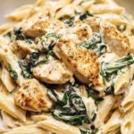 Frischkäse Spinat Hähnchen Pasta