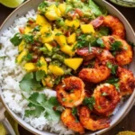 Garnelen Schale mit Mango-Avocado-Salsa