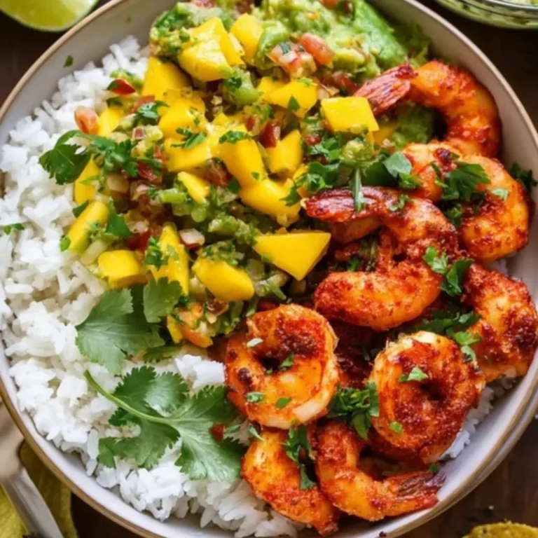 Garnelen Schale mit Mango-Avocado-Salsa