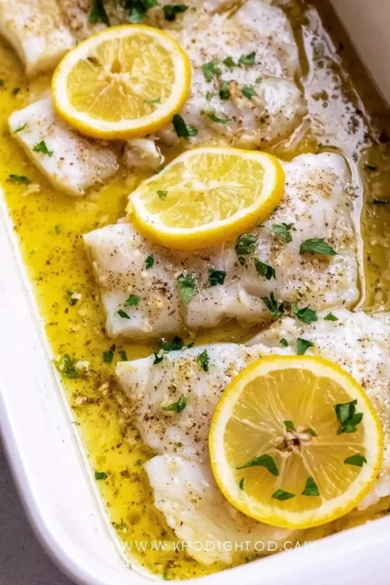 Gebackener Kabeljau mit Knoblauchbutter und Zitrone