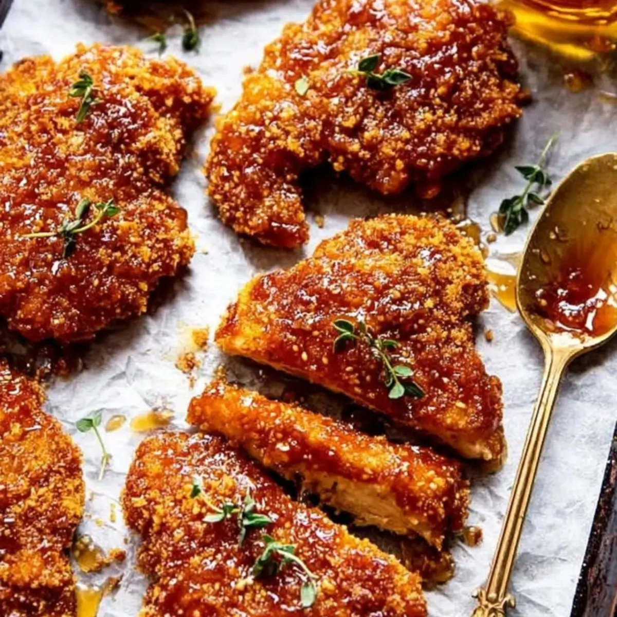 Gebackenes knuspriges Hot Honey Hähnchen