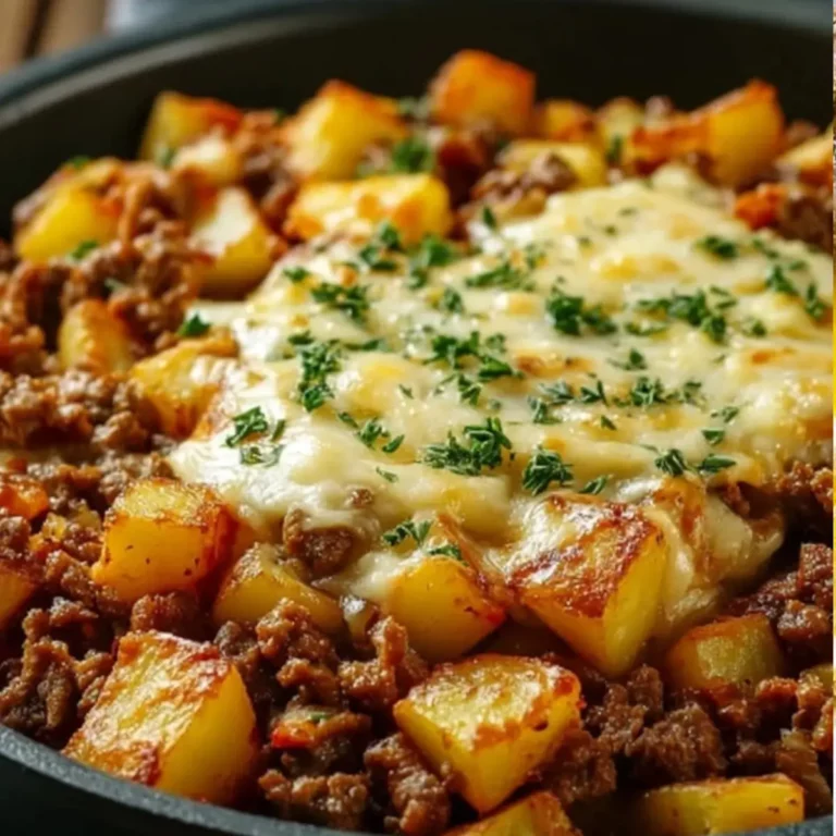 Kartoffel-Hackfleisch-Pfanne mit Käse