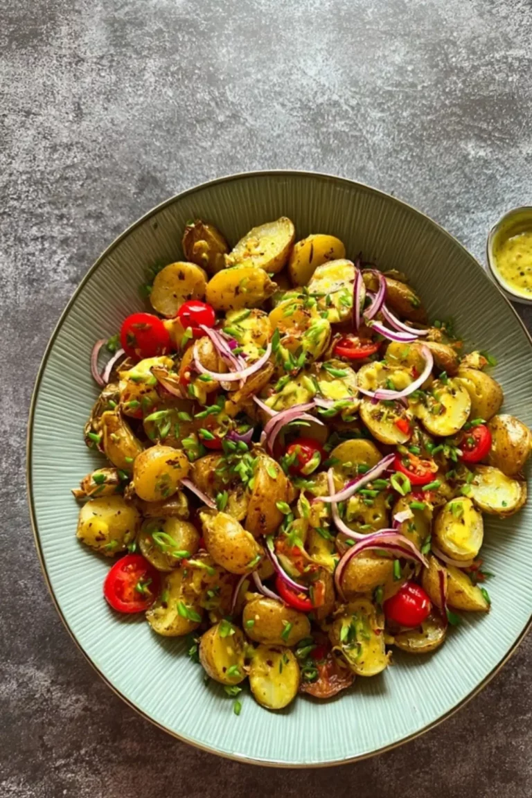 Ofenkartoffelsalat mit veganem Senfdressing