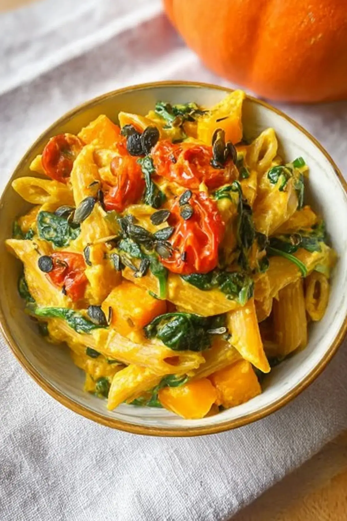 Pasta mit Kürbis und Spinat