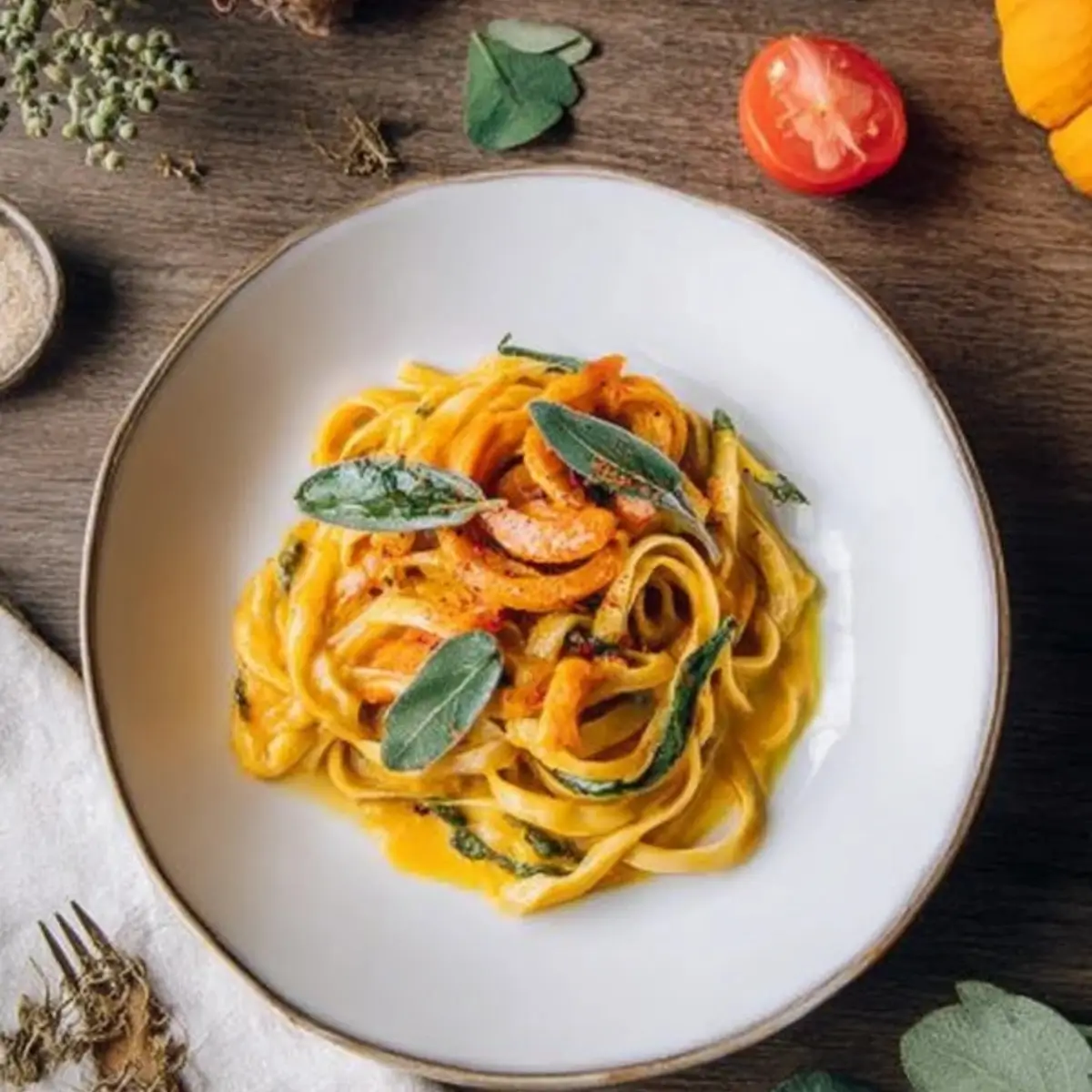 Pasta mit cremiger Kürbissauce