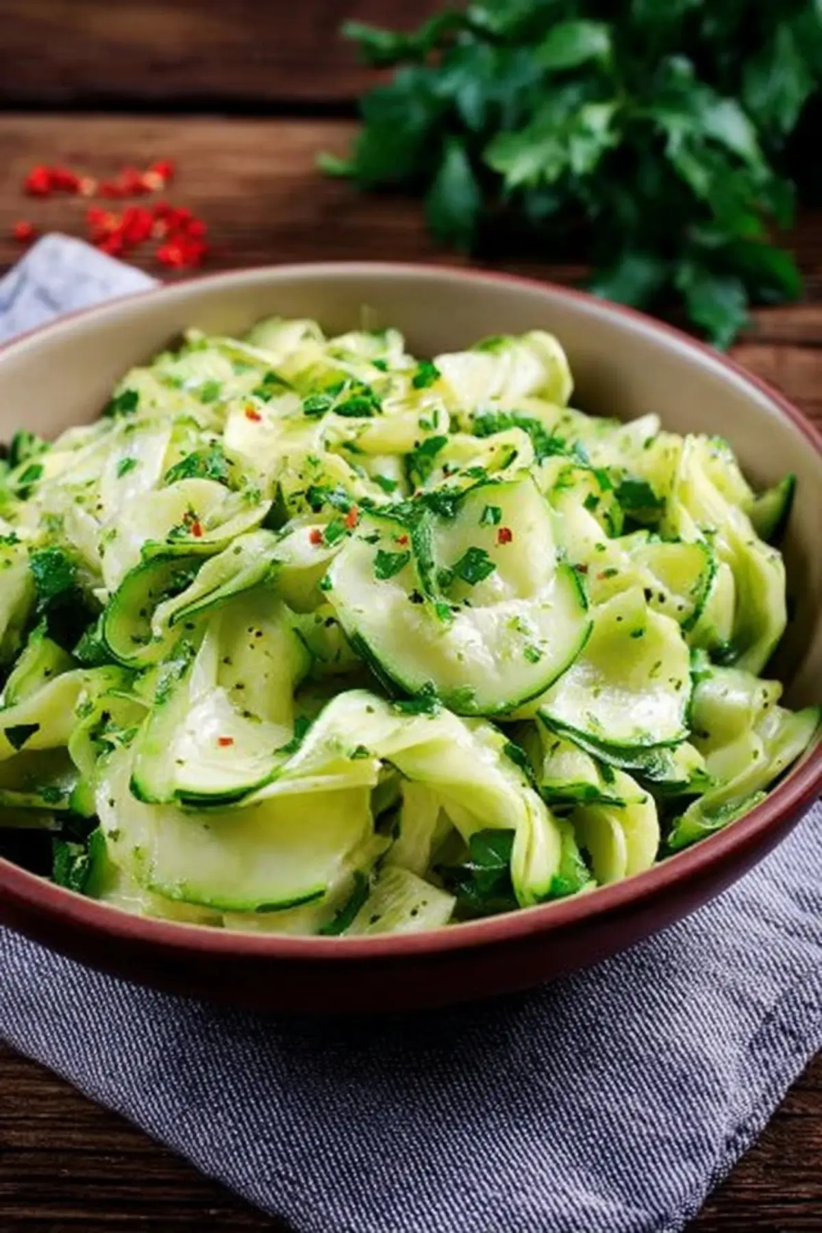 Salat aus marinierter Zucchini