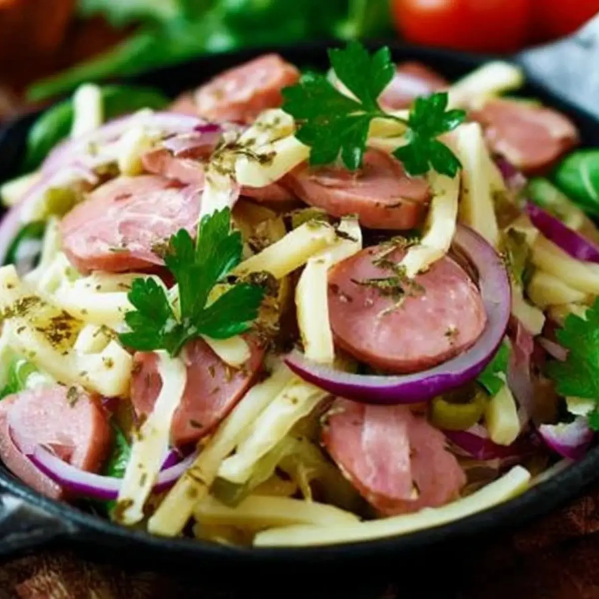 Schweizer Wurstsalat mit Käse