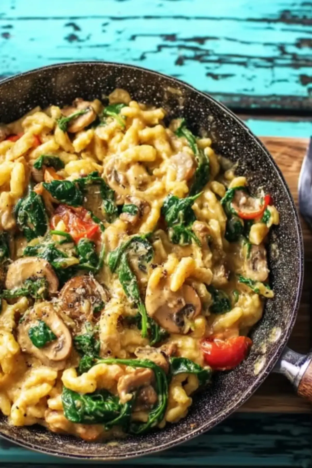 Sommerliche Spinat-Spätzle-Pfanne