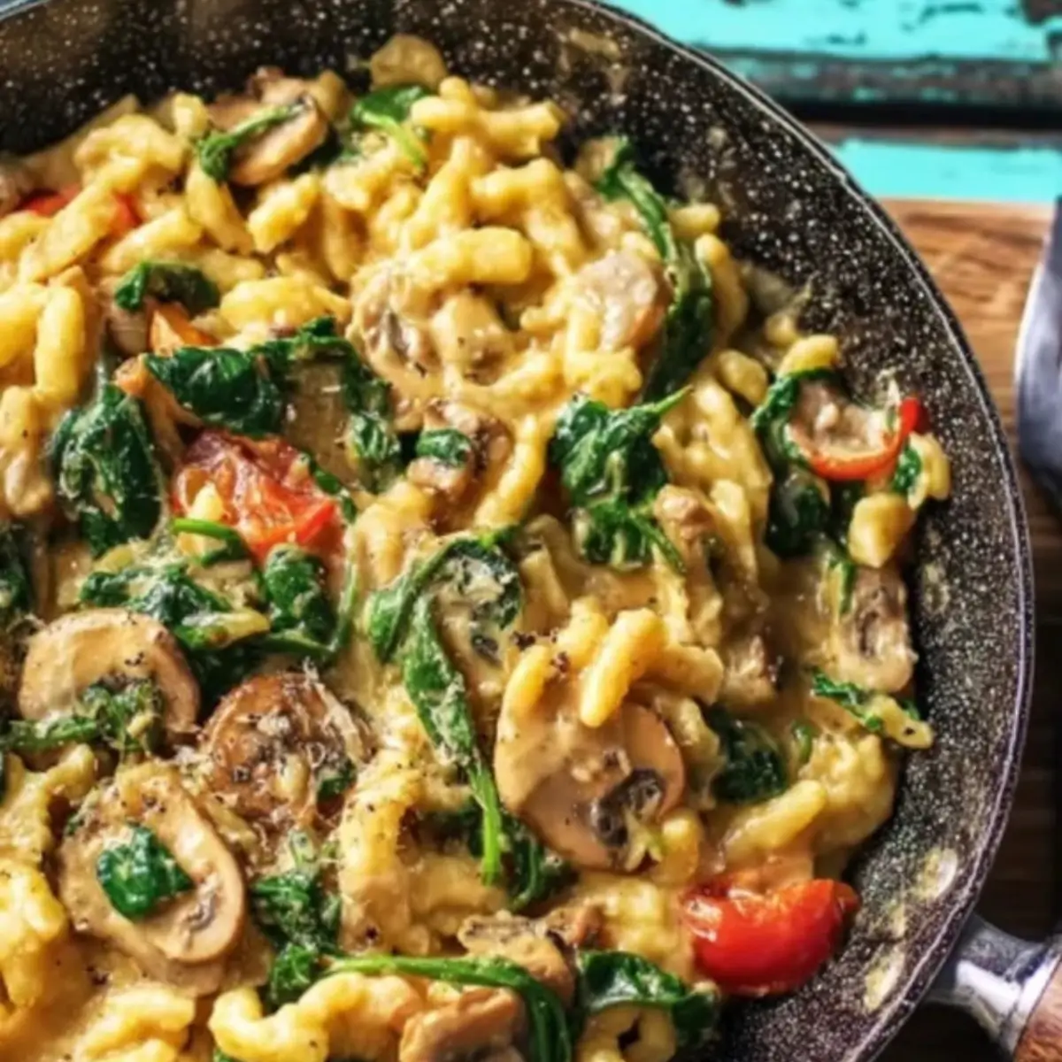 Sommerliche Spinat-Spätzle-Pfanne