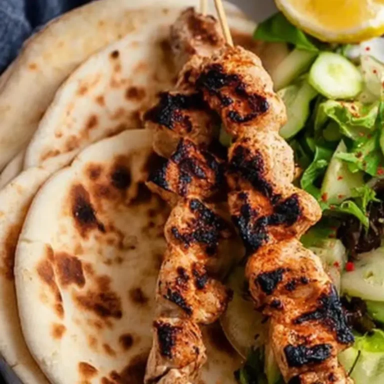 Souvlaki-Spieße mit Tzatziki und Pita-Brot